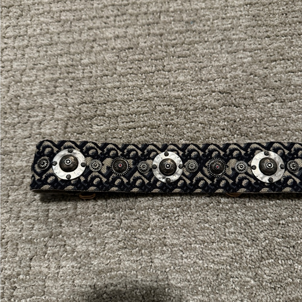 Dior: Blue Dior Oblique Embroidery Shoulder Strap with Ring - Picture 7 of 8